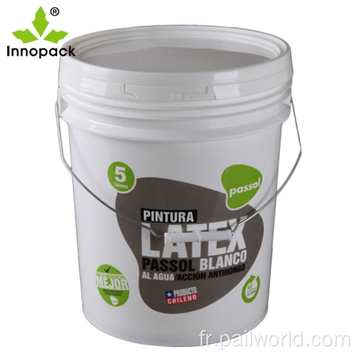 seau en plastique de peinture de 5 gallons imprimés avec couvercle